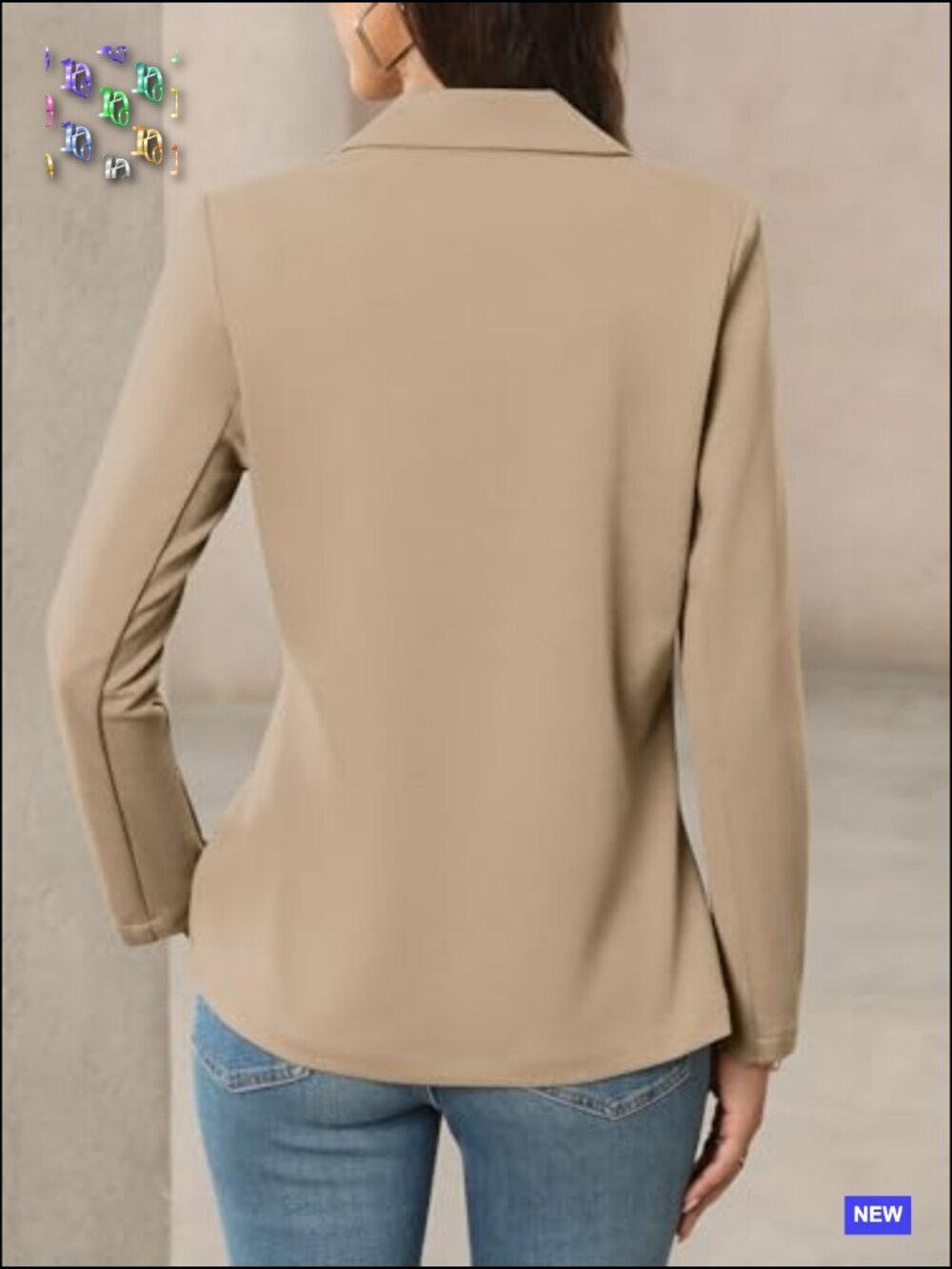 Stretchy Knit Blazer Business Casual Open Front Long Sleeve Work Office Jacket - Picture 3 of 7
